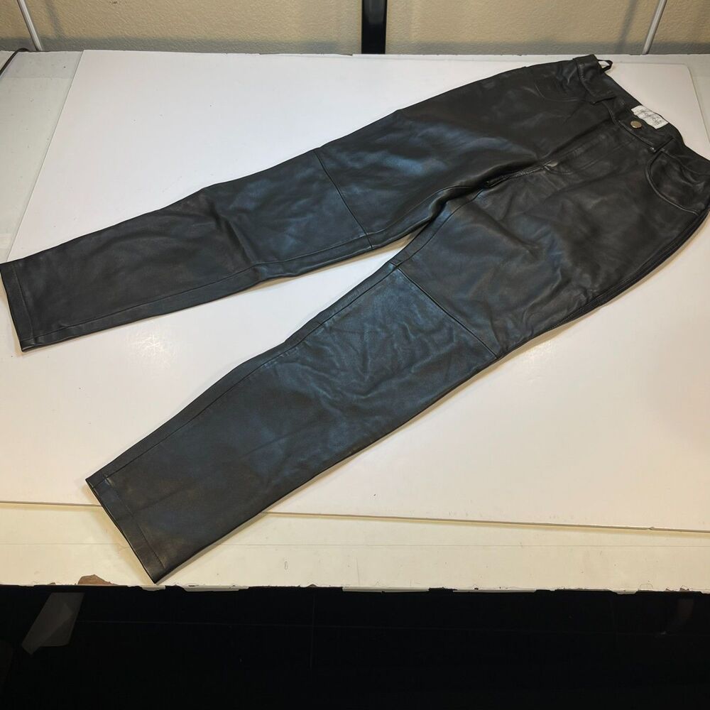 HUGO BUSCATI Collection Leather Pants Sz Womens 4 Black